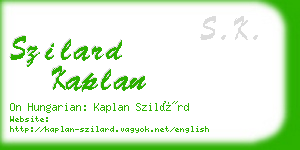 szilard kaplan business card